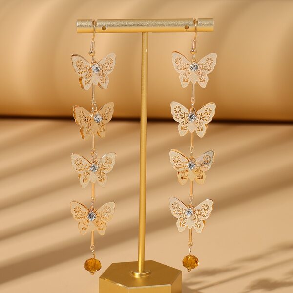 

Butterfly Charm Drop Earrings, Gold