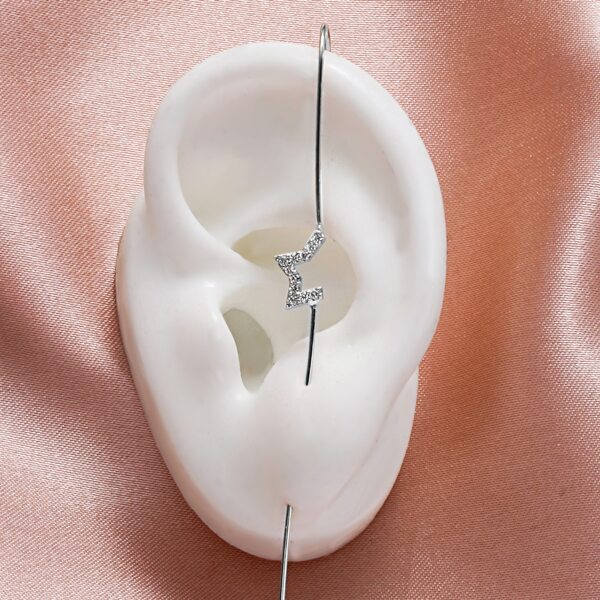 

1pc Rhinestone Decor Earring, Silver