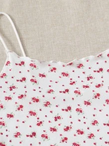 SHEIN Qutie Cottagecore Váy bodycon Hoa Lộn xộn Ren Mộc nhĩ - Nhiều màu - Xem 3