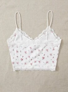 Muchica 小碎花蕾絲細節吊帶短上衣