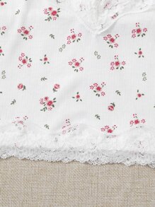 Muchica 小碎花蕾絲細節吊帶短上衣