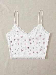 Muchica 小碎花蕾絲細節吊帶短上衣