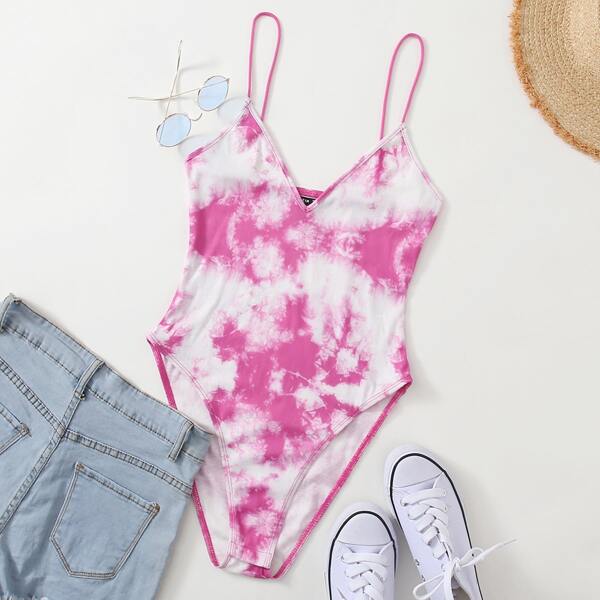 

Tie Dye Slip Bodysuit, Pink