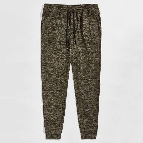 

Men Drawstring Waist Slant Pocket Joggers, Army green