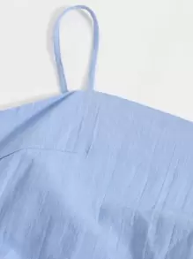 Soleia 後鏤空繫帶荷葉邊圍裹下擺吊带洋裝 - 藍色 - 查看 5