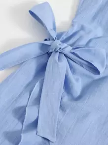 Soleia 後鏤空繫帶荷葉邊圍裹下擺吊带洋裝 - 藍色 - 查看 6