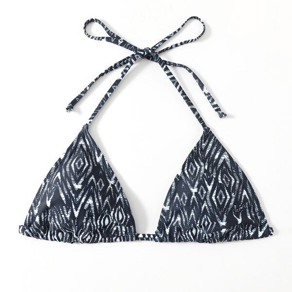 

Geo Print Triangle Bikini Top, Black and white
