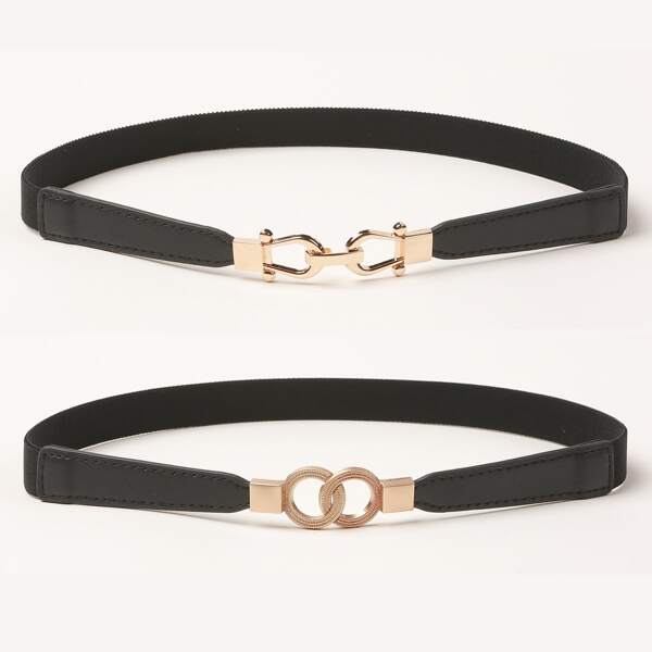 

2pcs Metal Buckle Belt, Black