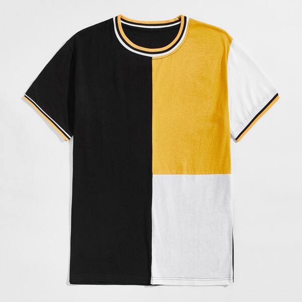 

Men Cut And Sew Striped Tee, Multicolor