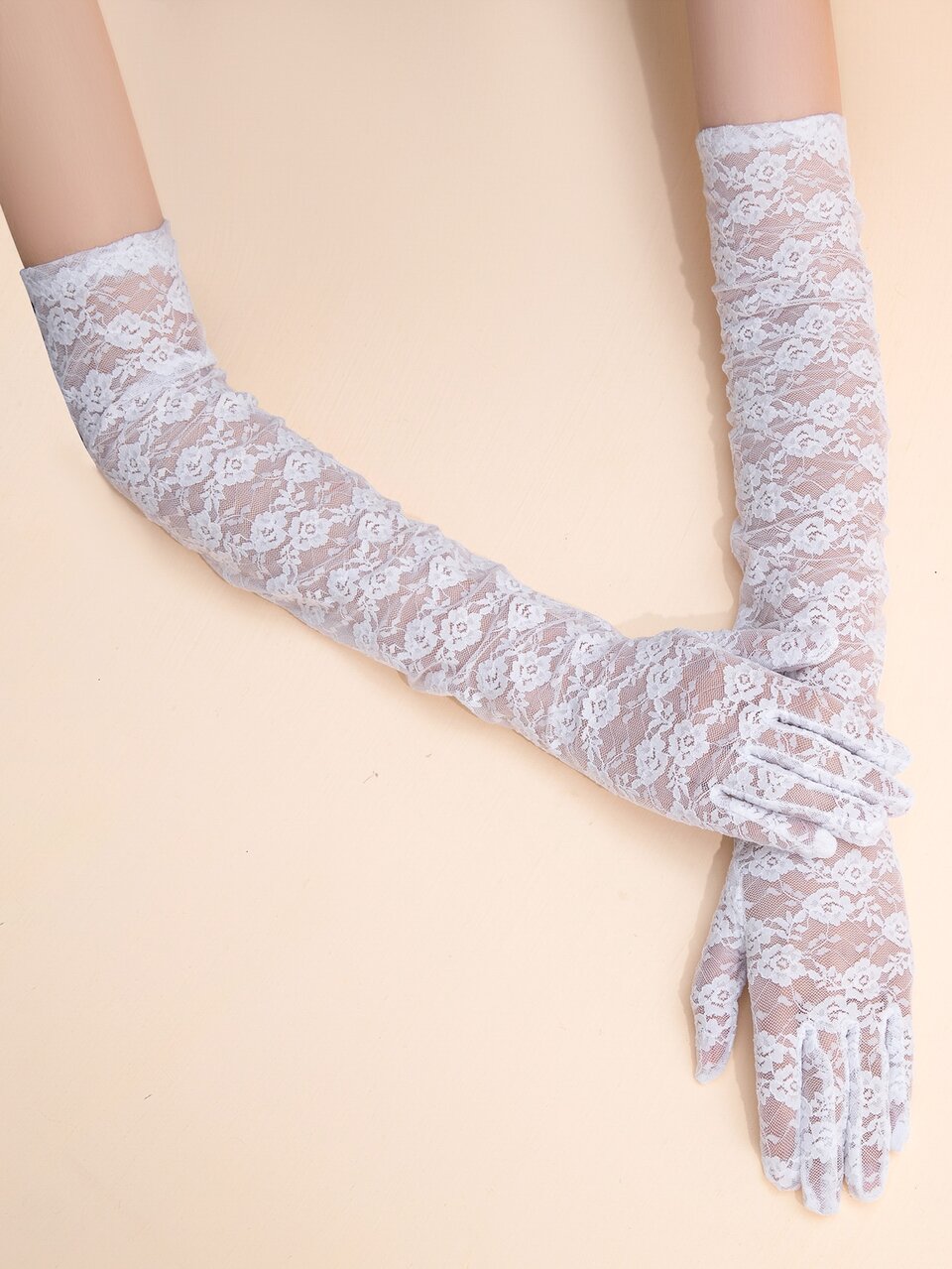 1 Pair Floral Lace Long Gloves Valentine's Day Valentines,For Summer Dress Autumn Accessories