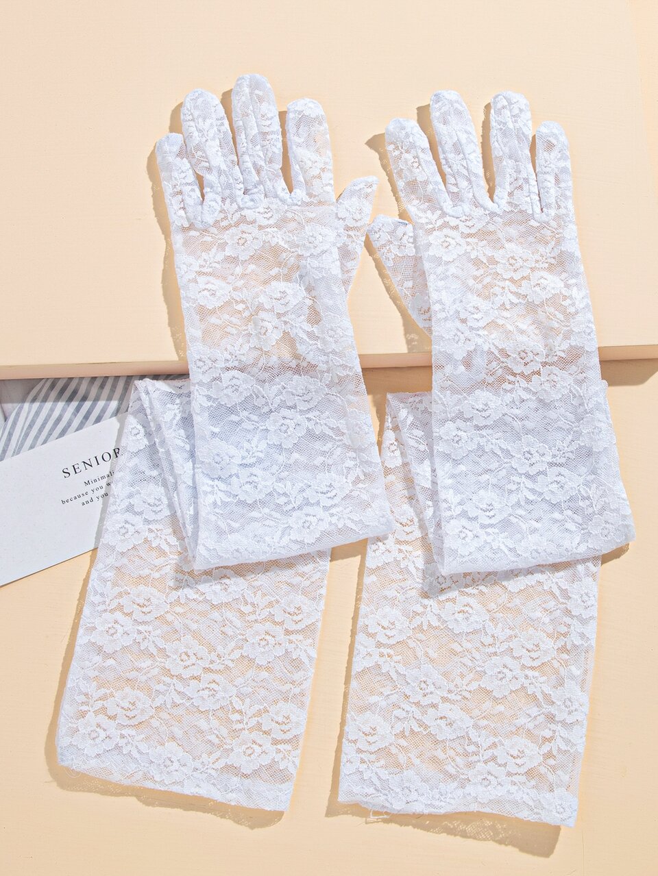 1 Pair Floral Lace Long Gloves Valentine's Day Valentines,For Summer Dress Autumn Accessories