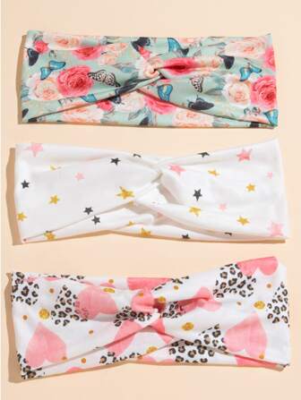 3入組星星圖案髮帶