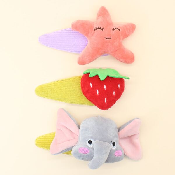 

3pcs Baby Fruit Decor Hair Clip, Multicolor