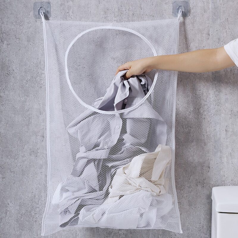 

1pc Bathroom Hanging Storage Mesh Bag, White