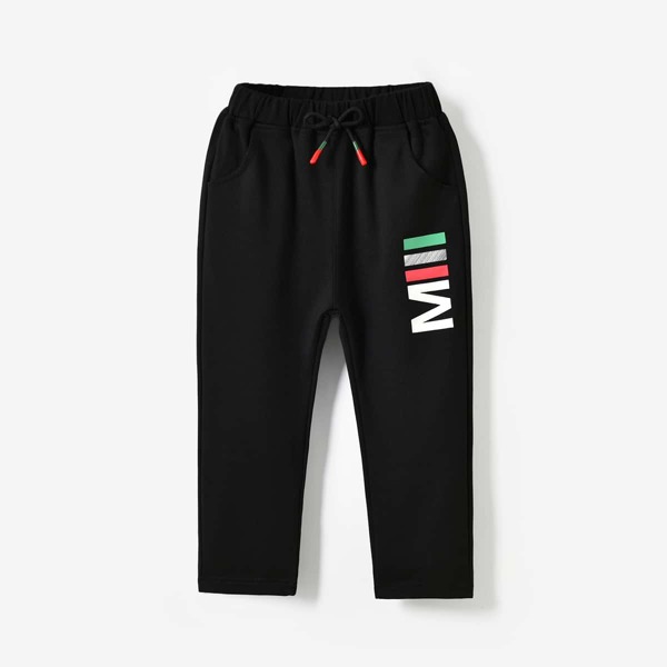

Toddler Boys Letter Graphic Knot Front Sweatpants, Black