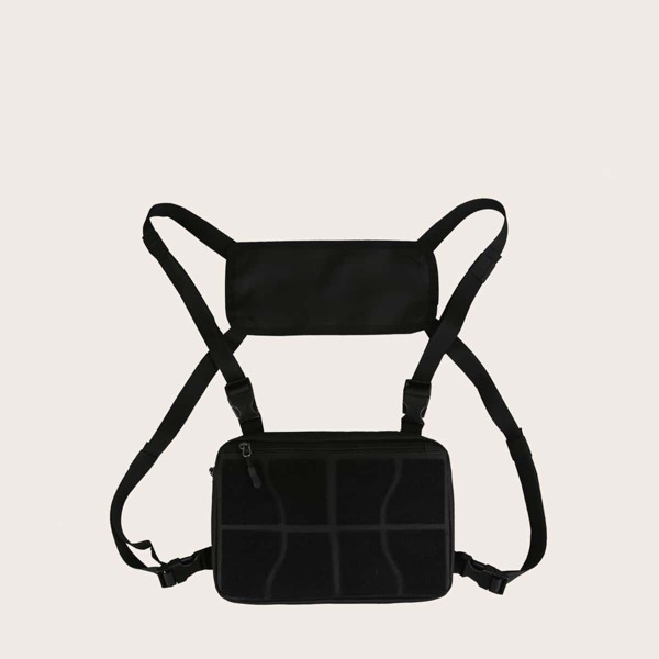 

Men Geometric Pattern Vest Bag, Black