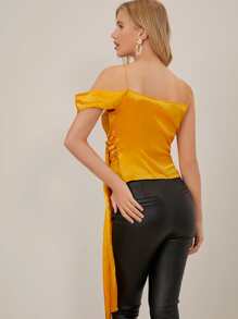 SHEIN Top fruncido de 100% seda de mora - Amarillo - Ver 2