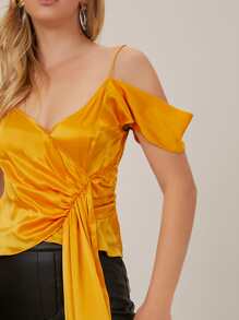 SHEIN Top fruncido de 100% seda de mora - Amarillo - Ver 8