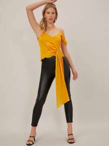 SHEIN Top fruncido de 100% seda de mora - Amarillo - Ver 9