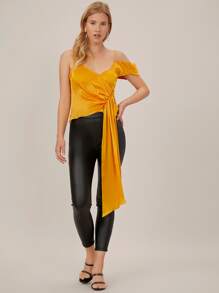 SHEIN Top fruncido de 100% seda de mora - Amarillo - Ver 10