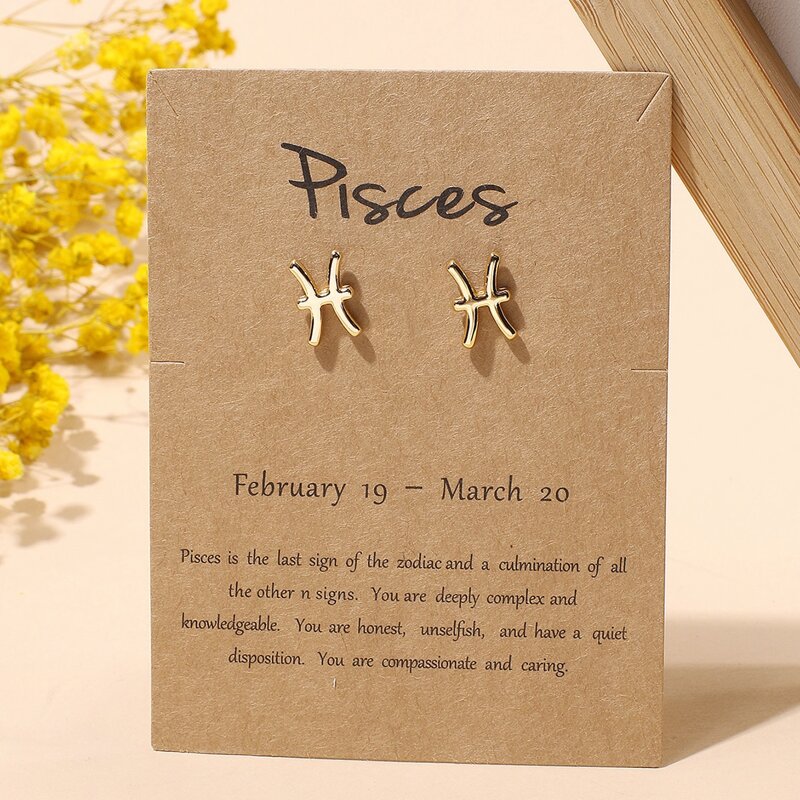 

Pisces Stud Earrings, Gold