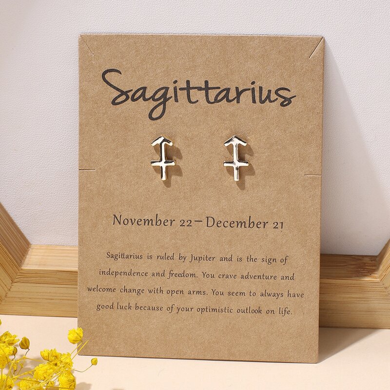 

Sagittarius Stud Earrings, Gold