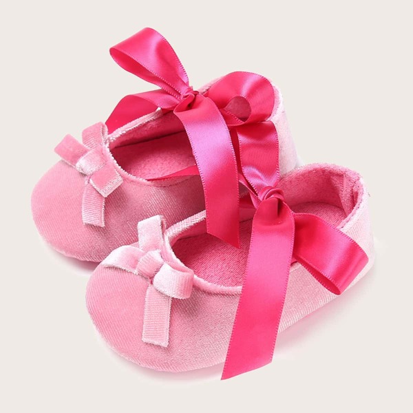 

Baby Girl Bow Decor Wide Fit Flats, Pink