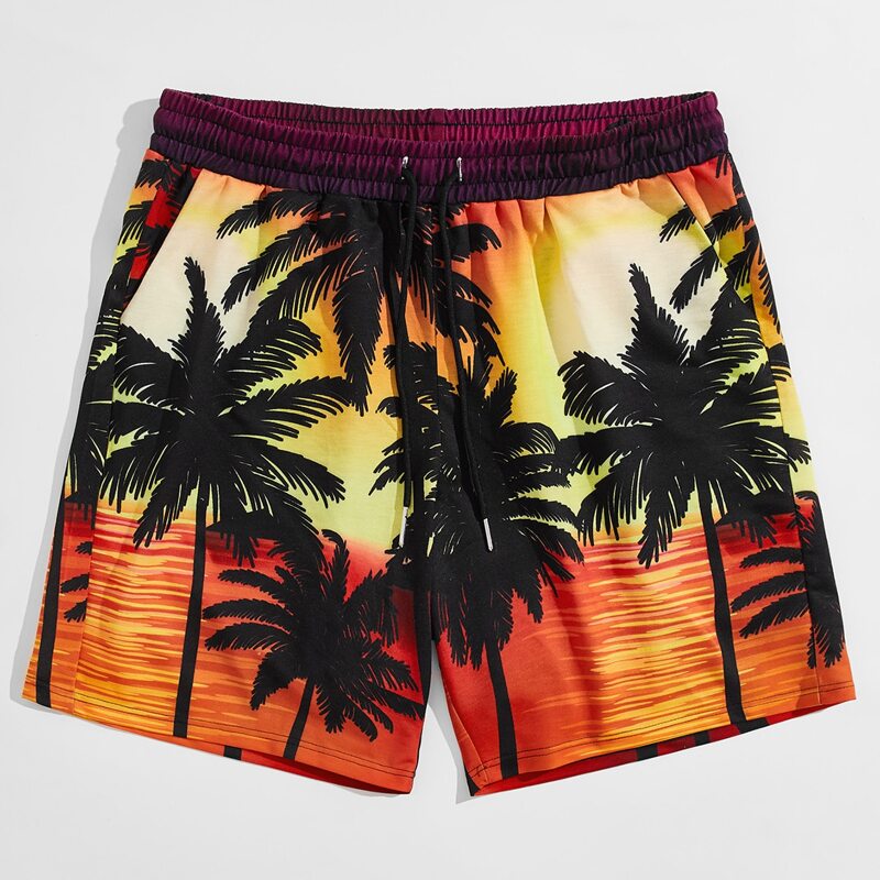 

Guys Tropical Print Drawstring Waist Shorts, Multicolor