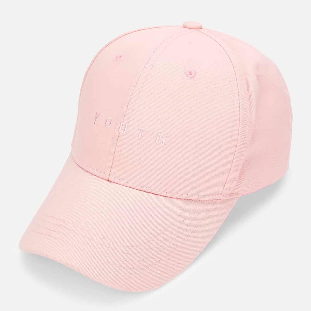 

Letter Embroidery Baseball Cap, Baby pink
