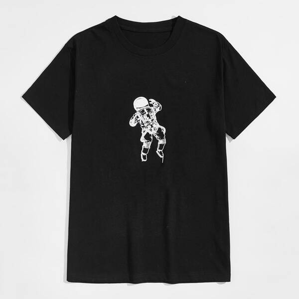 

Men Astronaut Print Tee, Black