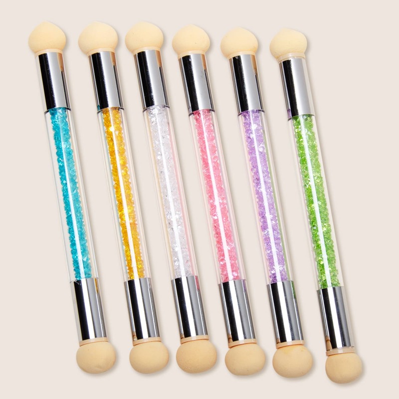 

1pc Random Nail Art Double-head Sponge Smudge Pen, Multicolor