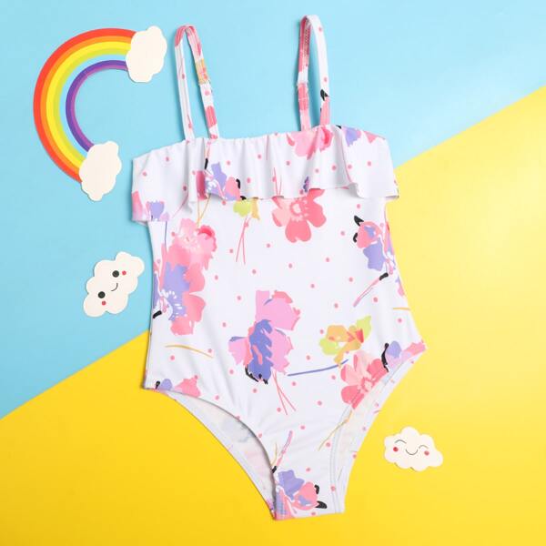 

Toddler Girls Floral Flounce One Piece Swimsuit, Multicolor
