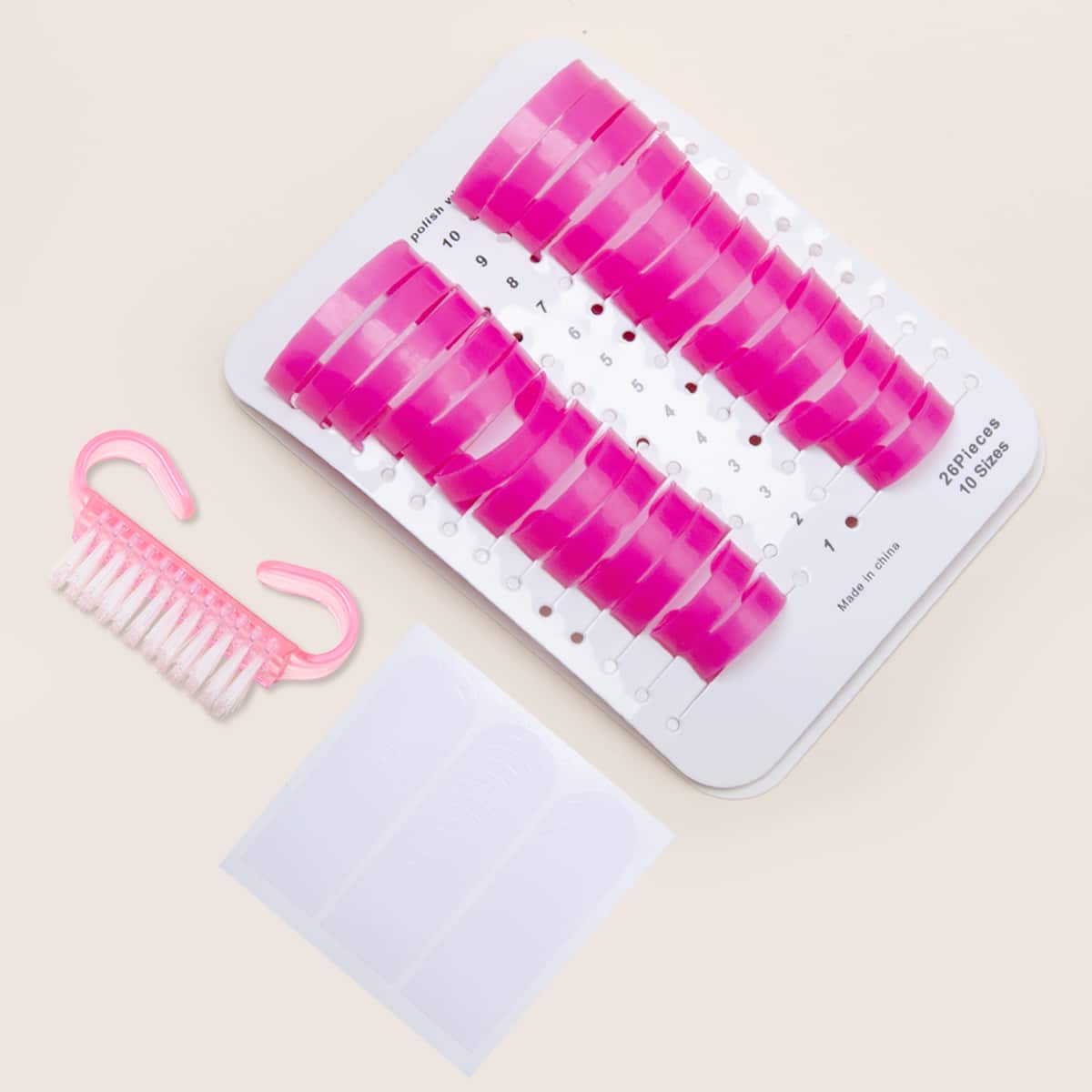 

26pcs Nail Polish Anti-Overflow Model Clip & Brush & Tape, Multicolor