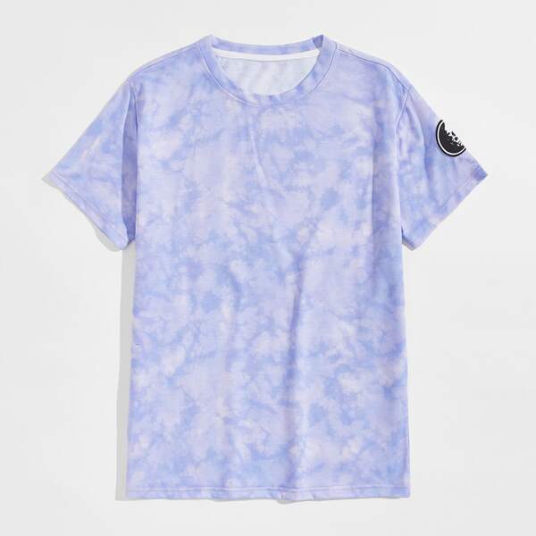 

Men Tie Dye Patched Tee, Blue