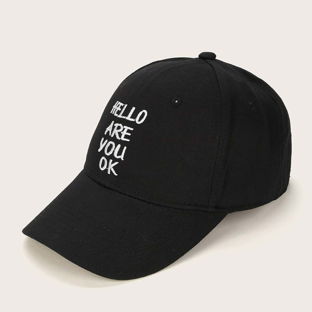 

Slogan Embroidery Baseball Cap, Black
