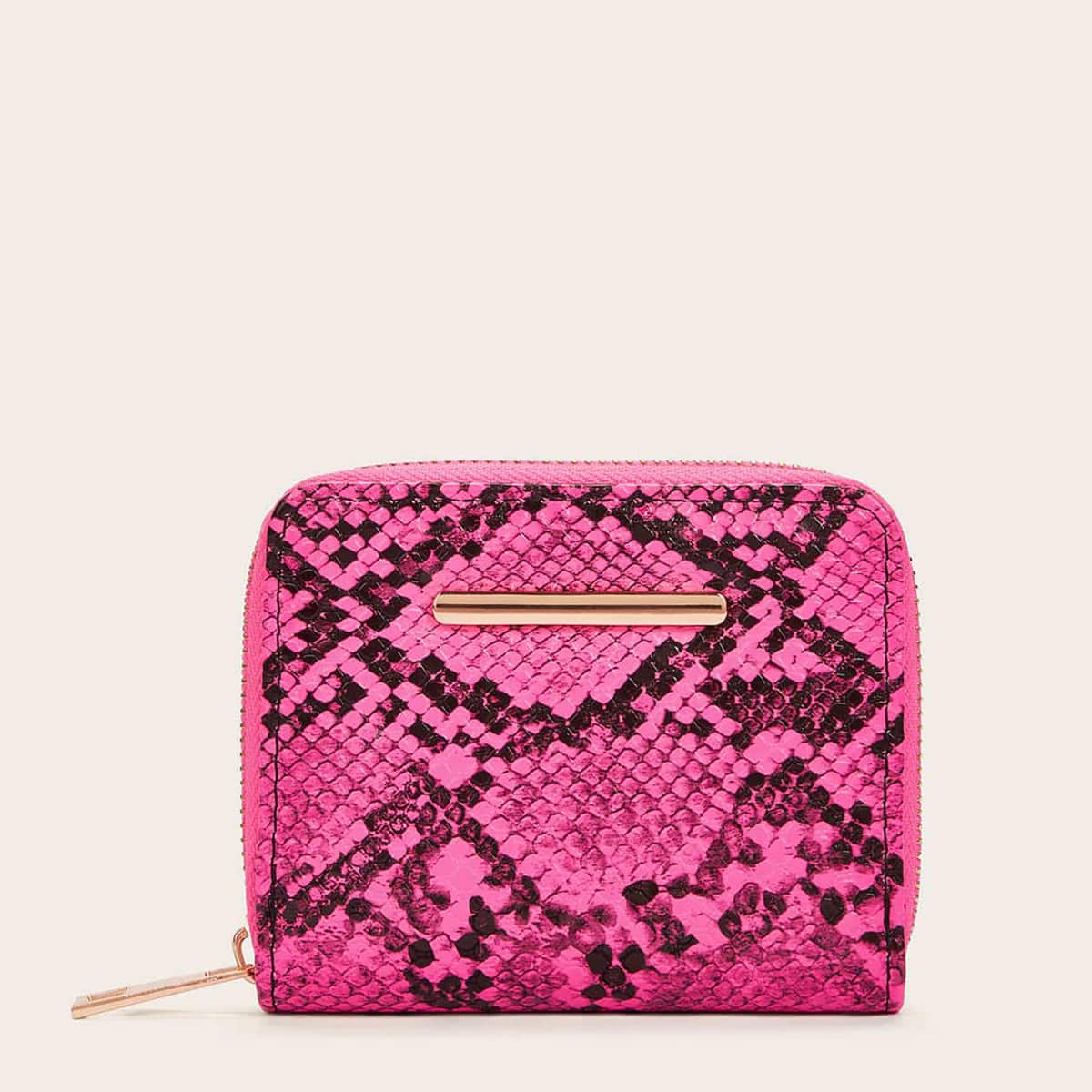 

Snakeskin Zip Purse, Hot pink