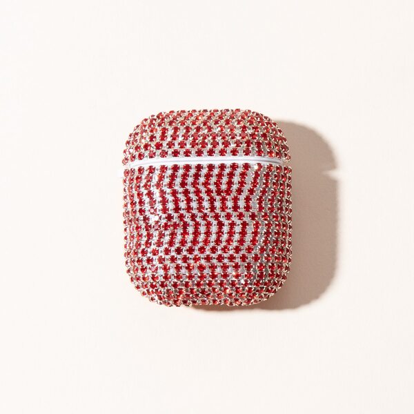 

Rhinestone Decor Airpods Case, Red