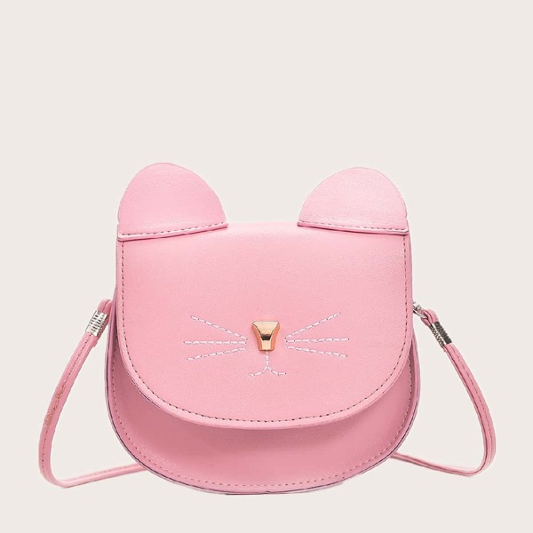 

Cat Design Flap Crossbody Bag, Pink