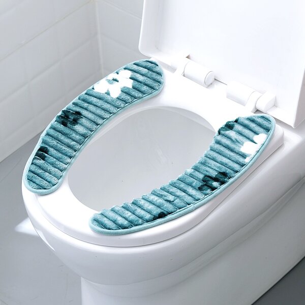 

1pair Plush Closestool Seat Cover, Blue