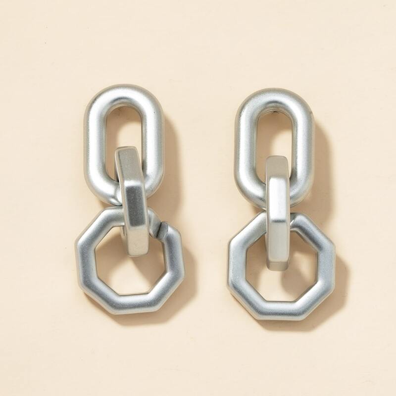 

Link Geometric Drop Earrings, Silver