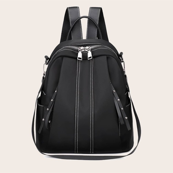 

Stitch Detail School Bag, Black