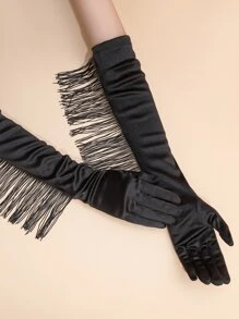 Găng Tay Dài Tua Rua Charm - màu đen - Xem 5