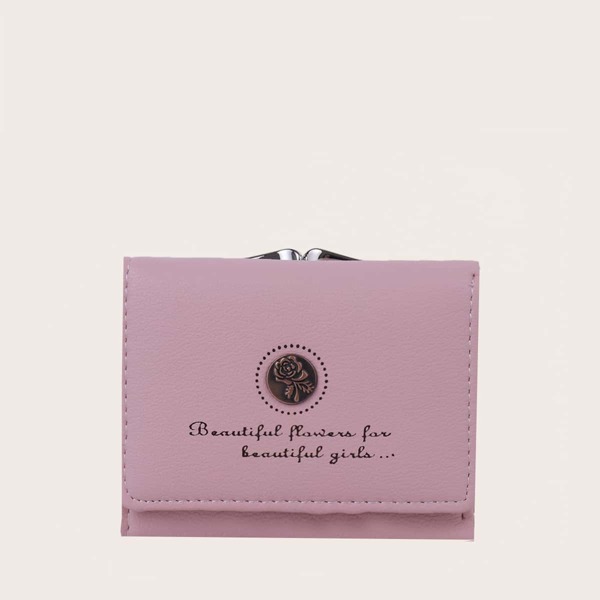 

Letter Graphic Fold Over Small Purse, Baby pink