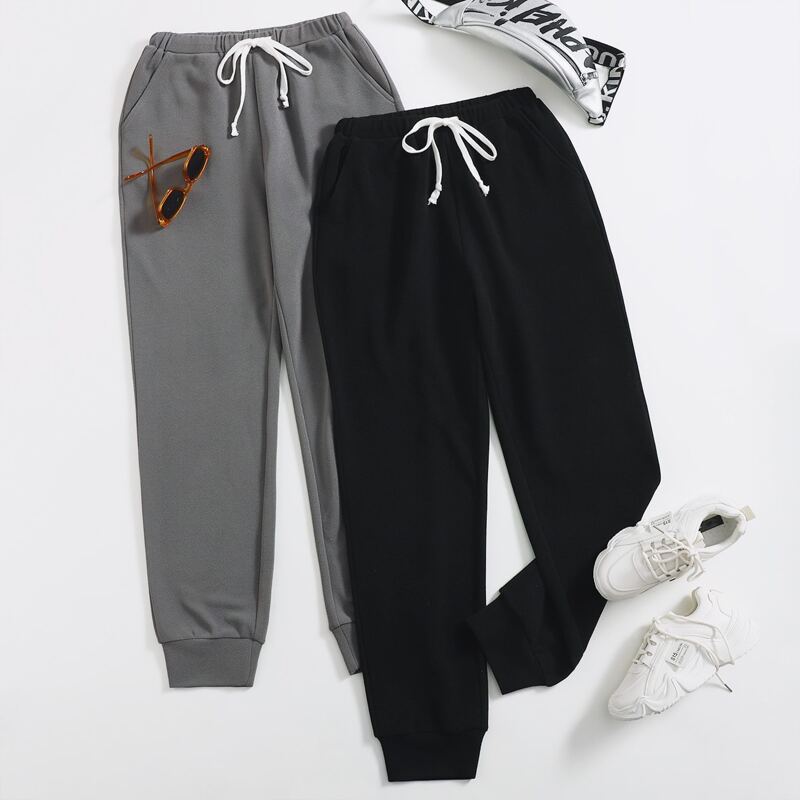 

2 Pack Drawstring Waist Sweatpants, Multicolor