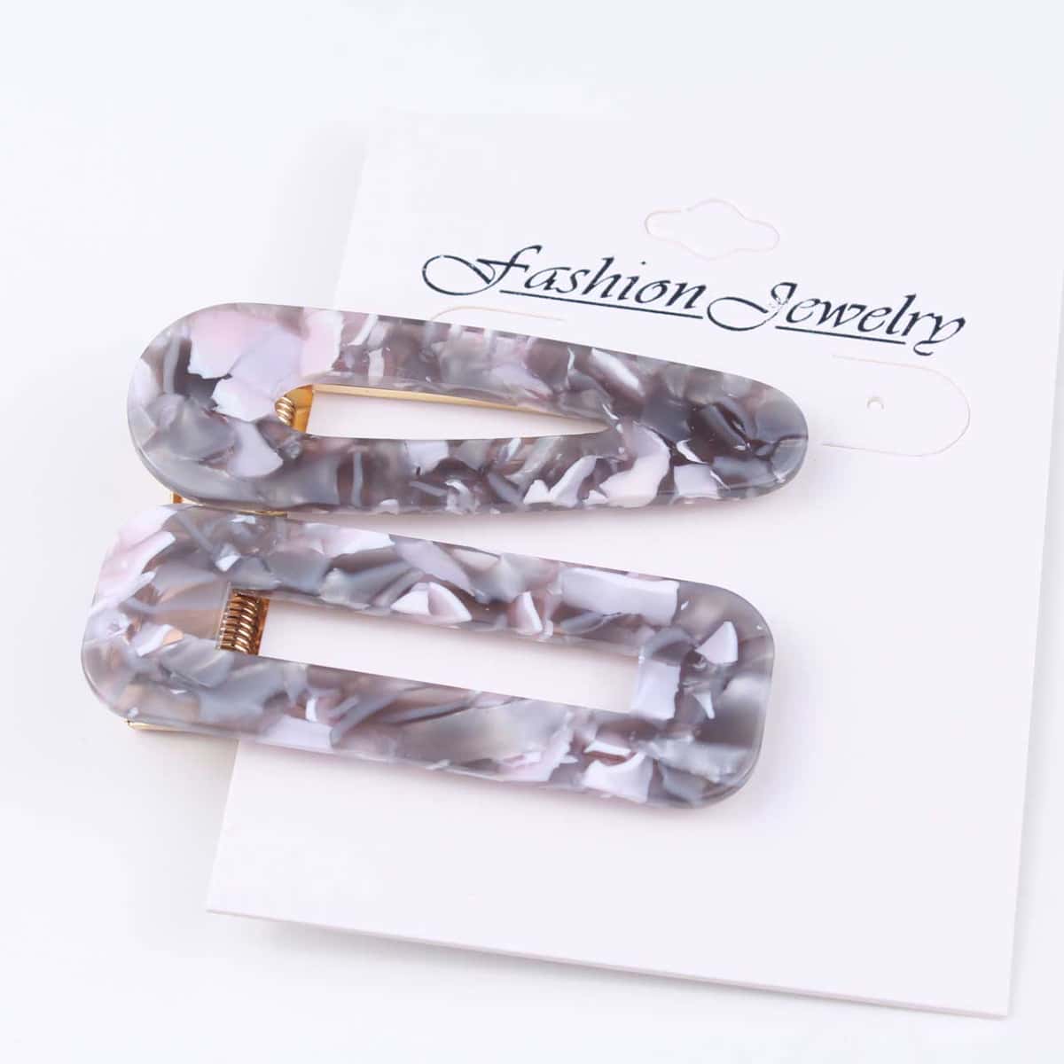 

2pcs Marble Pattern Hair Clip, Multicolor