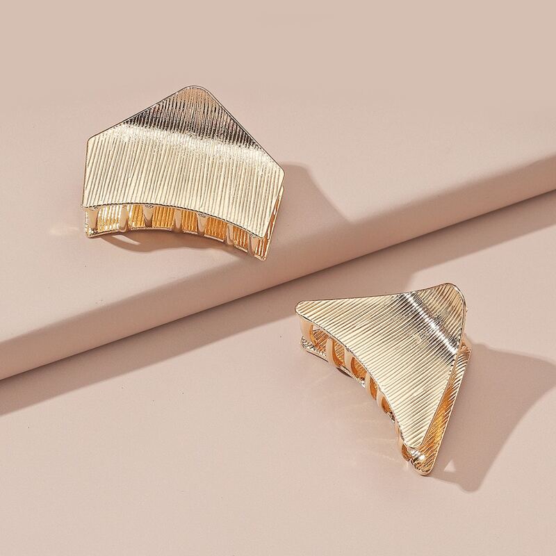

2pcs Geometric Shaped Hair Claw, Gold