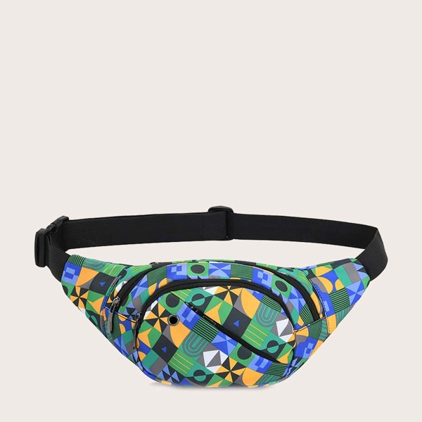 

Men Color Block Pocket Front Fanny Pack, Multicolor