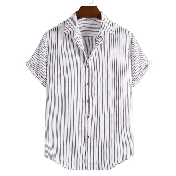 

Men Striped Button Through Shirt, White