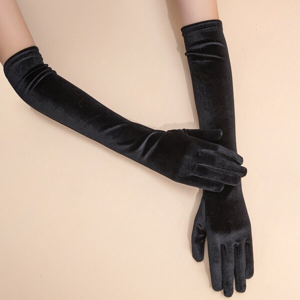 

Velvet Long Gloves, Black