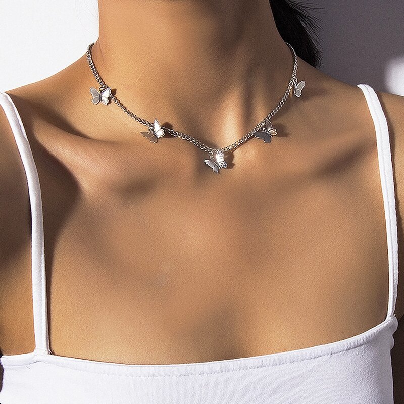 

1pc Butterfly Chain Necklace, Silver